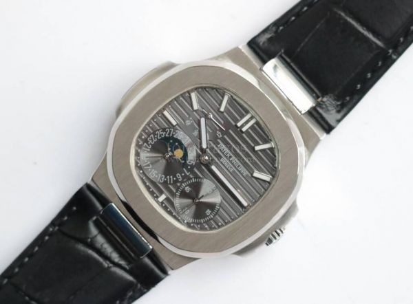 Nautlis 5712 Calender Power Reserve SS Grey&Blue Dial Leather Strap