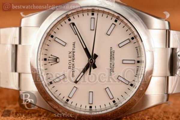 1:1 Rolex Oyster Perpetual Air King 114300 Clone Rolex 3135 Auto White Dial Steel Bracelet (JF)