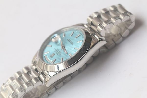 Rolex Day-Date 228206 Pres Smooth Stick Markers Lattice Blue Dial Bracelet Noob A3255