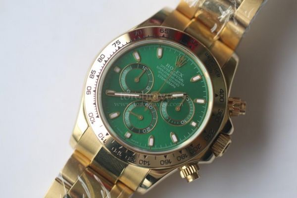 Daytona 116508 YG Green Dial Bracelet BP A7750