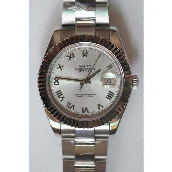 Rolex Oyster Fluted Roman White SS/SS