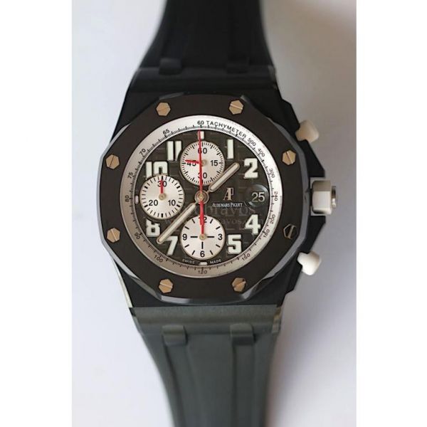 Royal Oak Offshore Real Ceramic 鈥淢arcus鈥?Limited Edition Rubber JF A7750 (Free White Rubber Strap)
