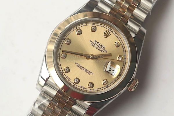 DateJust II Pres Smooth 41mm 126333 YG Wrapped Diamond Marks Black & Gold Dial Jubilee Bracelet Noob A3235
