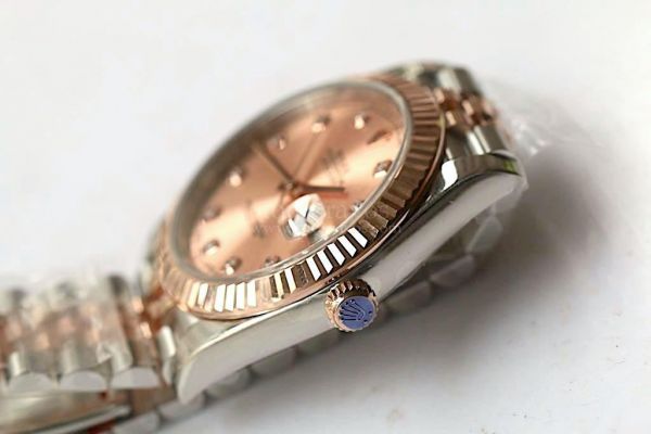 DateJust II Oyster Fluted 41mm 126331 RG Wrapped Diamond Marks Brown & Rose Gold Dial Jubilee Bracelet Noob A3235 $618.00
