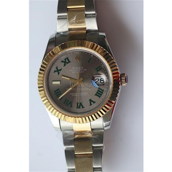 Rolex DateJust II Oyster Fluted Full 18K Gold Wrapped Roman Grey Dial Bracelet BP