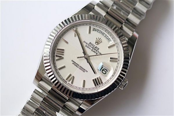Rolex Day-Date Oyster Fluted Roman Markers Quadrant Dial Bracelet BP A3255