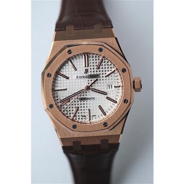 Royal Oak 41mm 15400 RG White Dial BrownLeather JF A3120