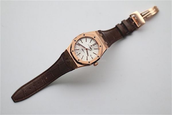 Royal Oak 41mm 15400 RG White Dial BrownLeather JF A3120